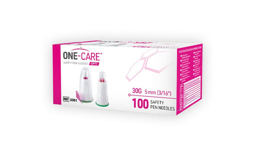 100/BX ONE-CARE® 3301 OPTI Safety Pen Needles, 30G x 5mm