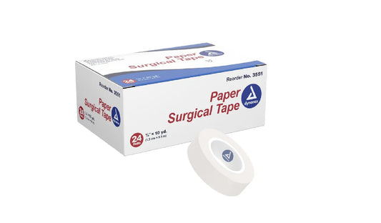 24/BOX Dynarex Paper Surgical Tape - 0.5” x 10yds