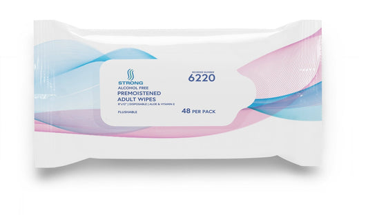 12/CS Strong 8"x12" Flushable Adult Wipes