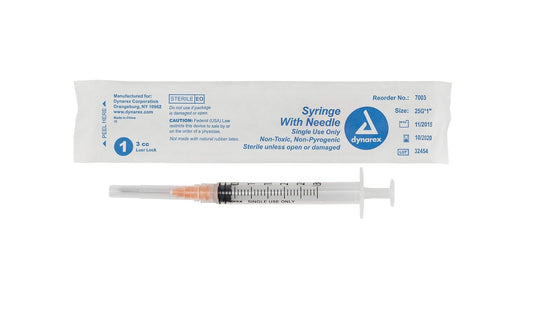 100/BX SYRINGE/NDL, SAFETY 3CC 25GX1″