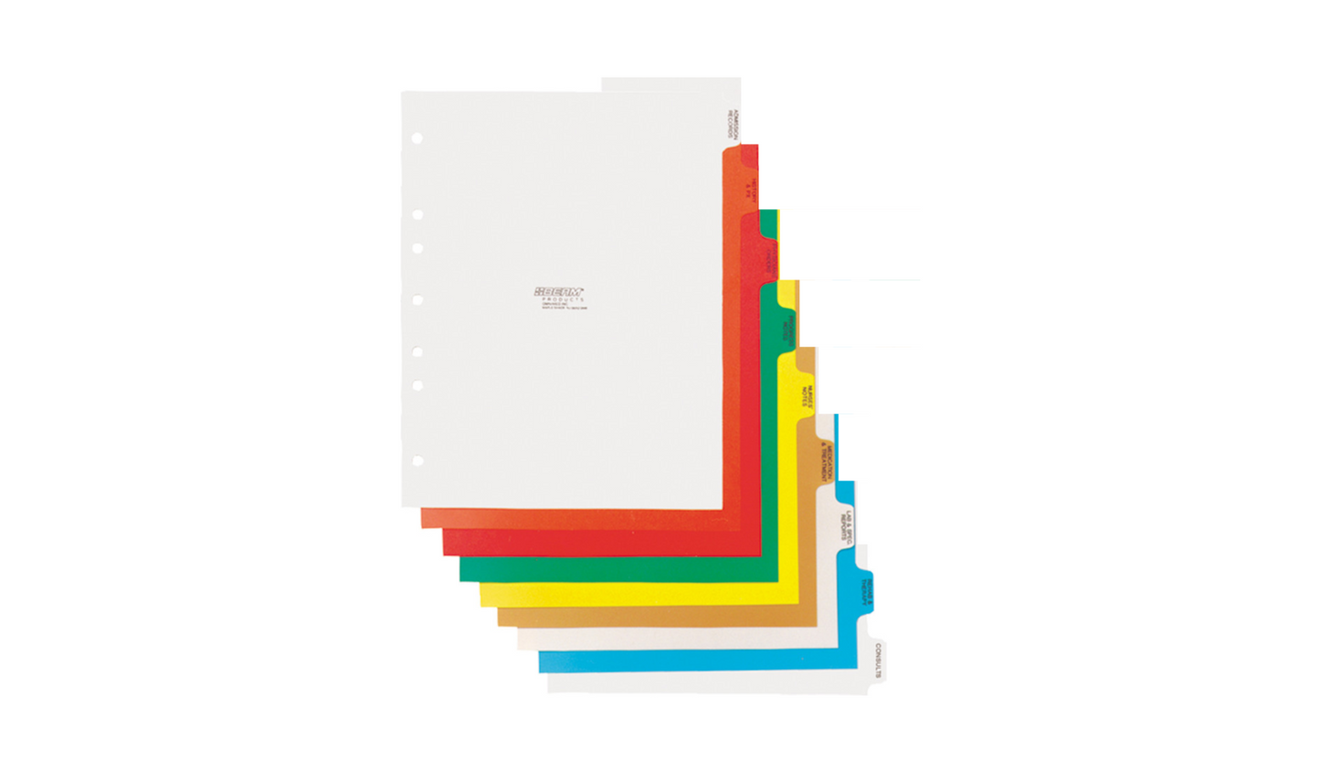 1 Set Preprinted Poly Divider Sets - Side Open - 9 Tabs