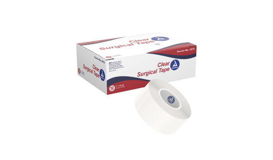 12/BX Dynarex Clear Surgical Tape - 1” x 10yds