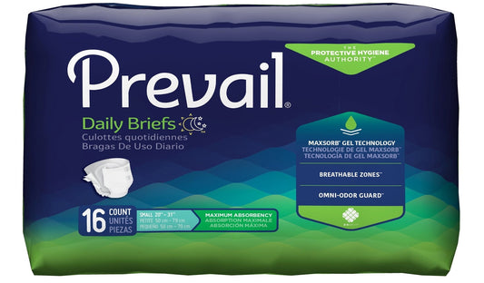 96/CS Prevail Adult Incontinent Disposable Briefs - Small