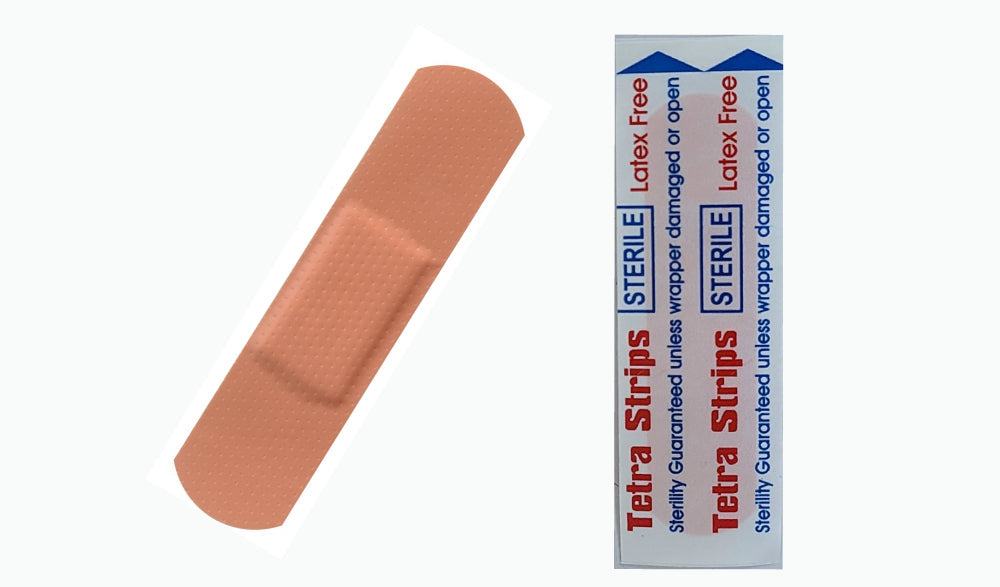 3600/cs Tetra Strips Adhesive Bandage, Plastic, 3/4" x 3" 