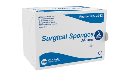 200/bx Dynarex Gauze Sponges 8-Ply, 4 X 4 Non Sterile