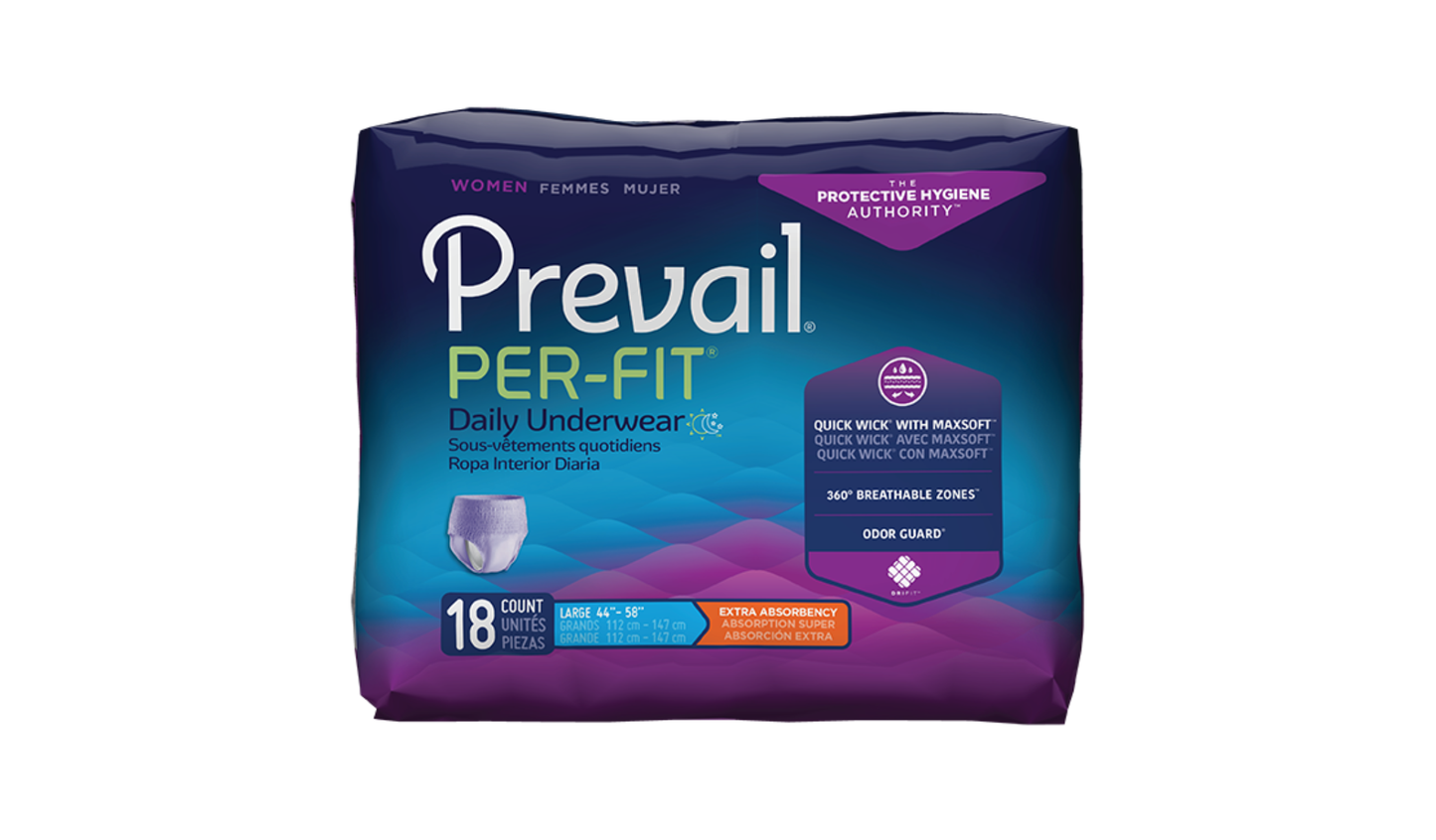 72/CS Prevail Per-Fit Underwear for Women, Large, 44"-58"