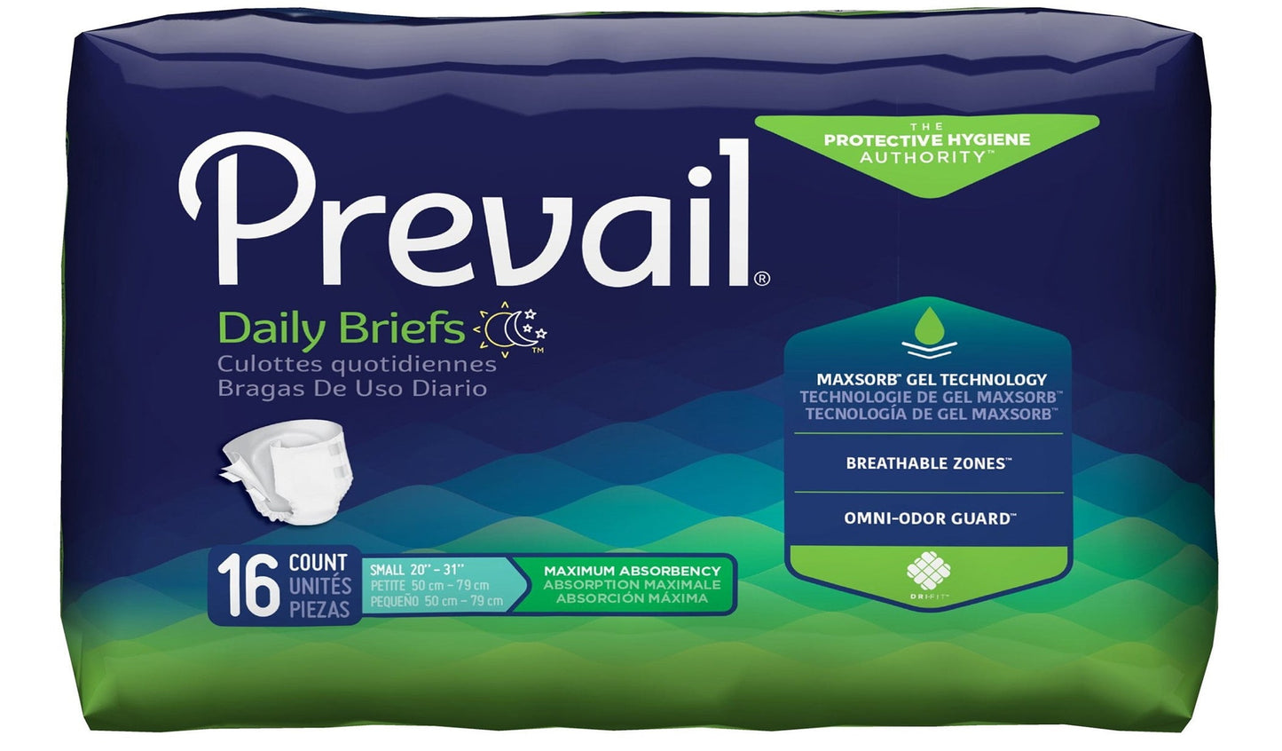 96/CS  Prevail  Adult Incontinent Disposable Briefs - Small